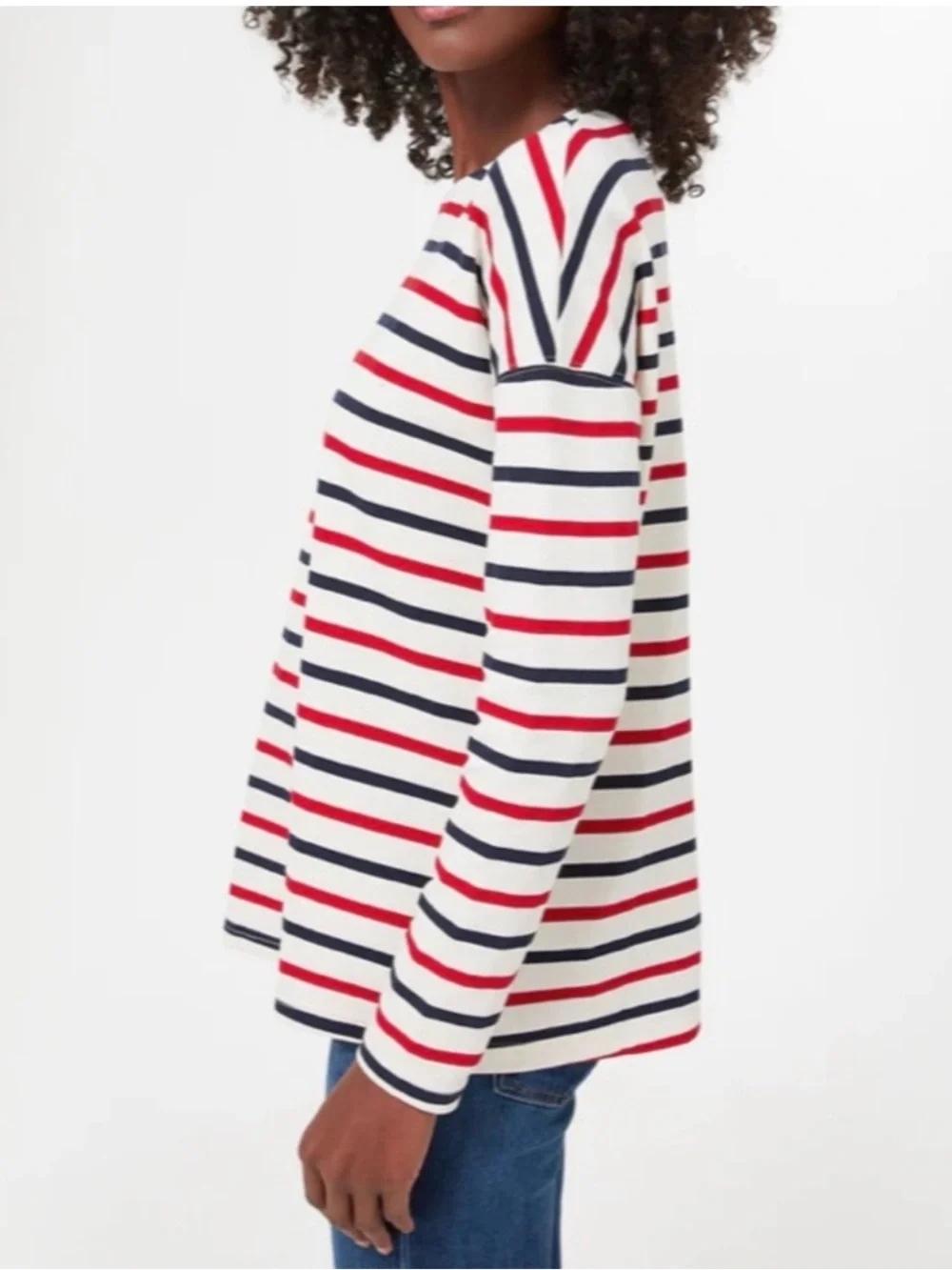 Tuckernuck Americana Stripe Hayden Tee Long-Sleeve Top in White, Red & Navy - Picture 3 of 10